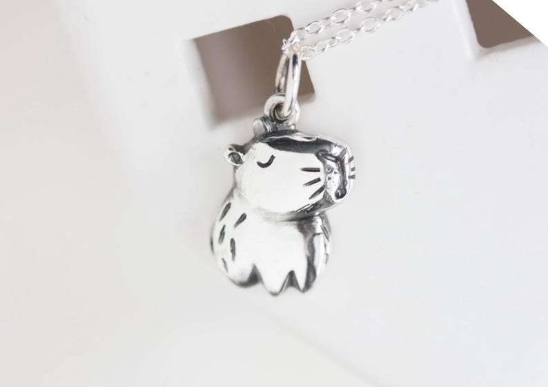 Capybara silver, Funny Capybara Pendant, Cute Capybara Necklace, Small Animal Pendant, Capybara Charm, Funny animal charm