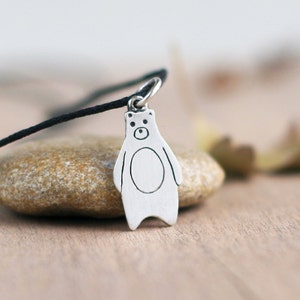 925 Sterling Silver Bear Necklace, Bear charm immagine 2