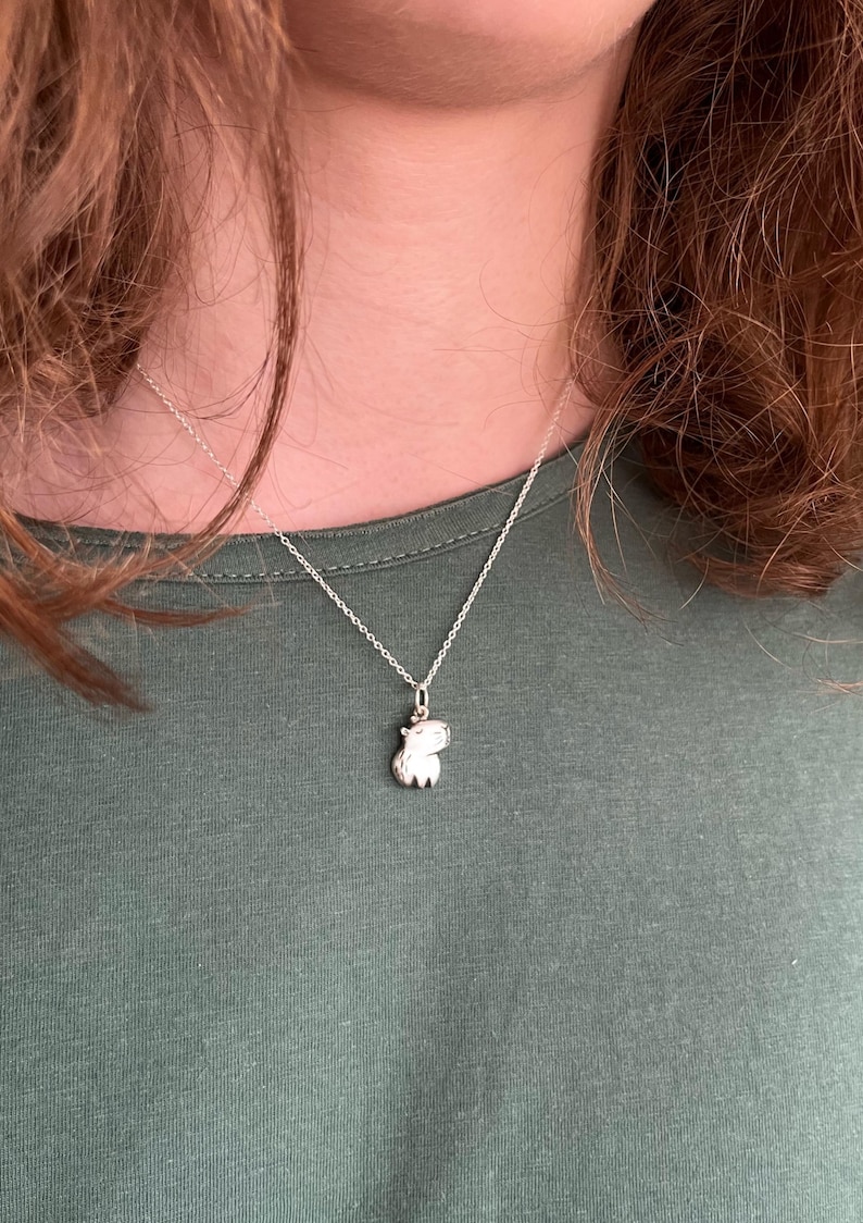 Capybara jewelry, gift for her, Animal lovers, Animal jewelry, Capybara Necklace with Chain, Adjustable Necklace, Gift for Her, Capybara Pendant