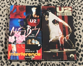 Lot of 2 U2 VHS Tapes "Battle and Hum" & "Achtung Baby" [VHS] 80's Rock Music Related Vhs Tape Music Video Vhs Tape 1990's Music Video Vhs