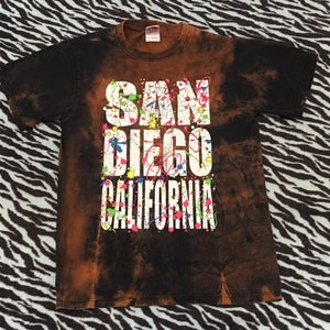 Vintage San Diego California Bleach Dye Tie Dye Splatter Dye distressed Vintage Tourist T-shirt California T-shirt Vintage Tie Dye Shirt 90s