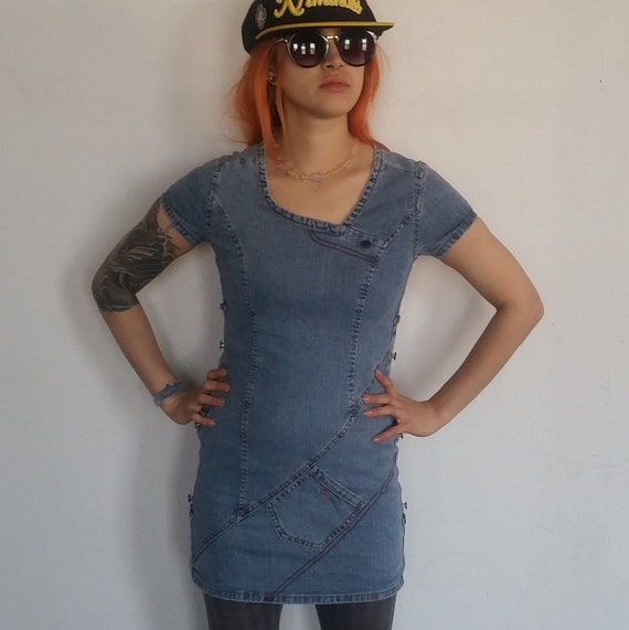 Vintage FUBU Denim Dress Vintage Hip Hop Clothing… - image 2