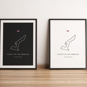 Circuit van Amerika | Muurkunst, poster, F1 Formule 1-circuitkaart | Digitaal downloaden