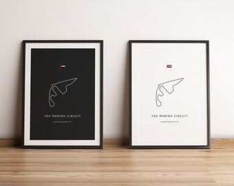 Yas Marina Circuit | Wall Art, Poster, F1 Formula 1 Track Map | Digital Download