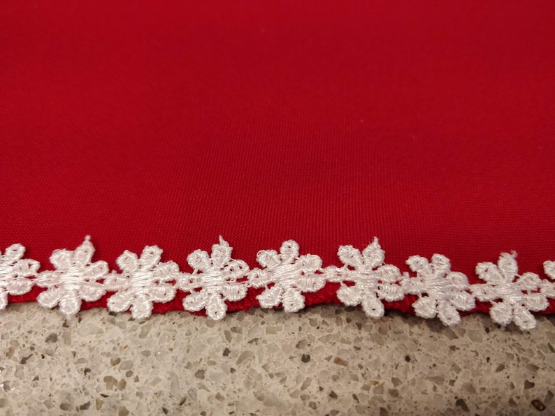 Romanian Red Triangle KerchiefTriangle Head ScarfRomanian Bandanna Head CoverRomanian Triangle Head ScarfRed Bandanna with White Lace