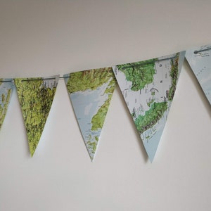 Grande guirlande triangulaire recto-verso de carte de l'atlas - 10 drapeaux ou plus par banderole/10,15, 20 triangles de carte par guirlande/thème de voyage de banderoles de fête