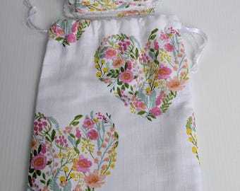 Floral Cotton Makeup Remover Pads Set - Reusable Face Pads with Gift Bag