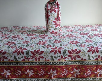 Kerstcadeau / Luxe rechthoekig kersttafelkleed 152 x 218 cm in diverse geschenkverpakkingen / Set van katoenen kersttafelkleed en geschenkverpakking