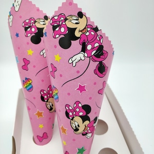 Set of 15 or More Minnie Pattern Empty Cones for Charcuterie, Confetti,Small Candy, Pop Corn/Minnie Disney Cardstock Party Empty Cones
