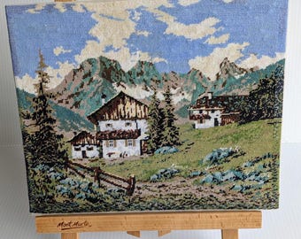 Handmade Needlepoint Tapestry Alpine Landscape