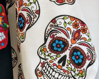 Set van 2 luxe zwart-witte katoenen theedoeken met Halloween-patroon, 2-laags / Set van 2 keukendoeken / Biologisch katoenen vaatdoeken / Gastvrouwcadeau