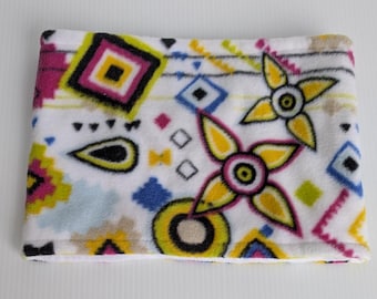 Adult geometric pattern snood/ Adult fleece and minky double layer neck warmer