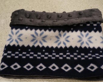 Adult geometric pattern snood/ Adult fleece and minky double layer neck warmer