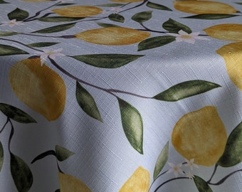 All Occasion Gift/ Set of 60" Round Polyester Tablecloth Lemons and Flowers Pattern in Assorted Bag /Set of Round Tablecloth and Gift Bag