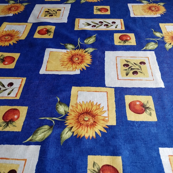 Rectangular Rustic Waterproof Tablecloth/Nappe rectangulaire  impermeable/60" x 84 "/Olives Sunflower Pattern Rustic Rectangular Tablecloth