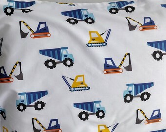 Construction Cars Pillow Cases Set, Organic Cotton Kids Bedding