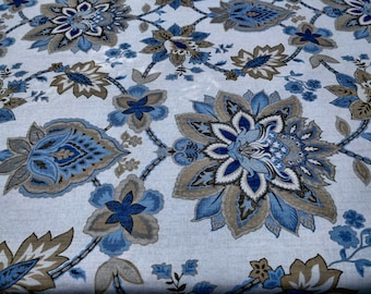 Organic Cotton Tablecloth, Blue Floral Pattern (60" x 104")