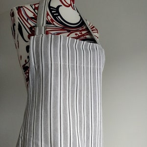 Luxury Adult Quality Cotton Modern Apron  / Stripped White Gray Quality Cotton Adult Apron/Organic Cotton Baker Gift