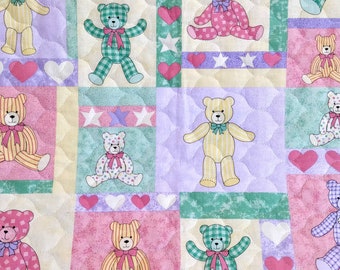 Quilted Rectangular  Cotton Baby Blanket/ Bedding Blanket/Teddy Bears Pattern Rectangular Baby Throw