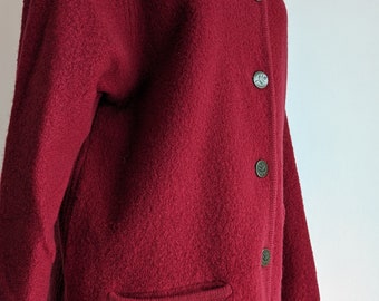 Red Boiled Wool Jacket with Trim