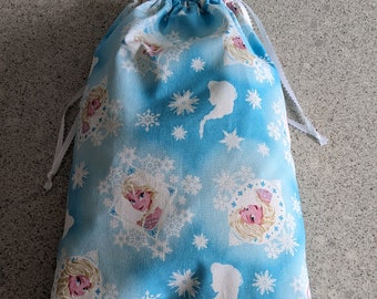 Luxury Frozen Elsa Organic Cotton Gift Bag/Elsa Frozen Organic Cotton Storage Bag/Elsa Frozen Reusable Cotton Bag