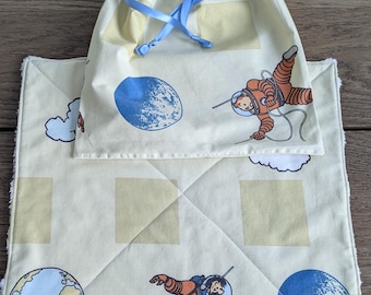 Tintin Cotton Ensembly: Burp Pad and Diaper Bag