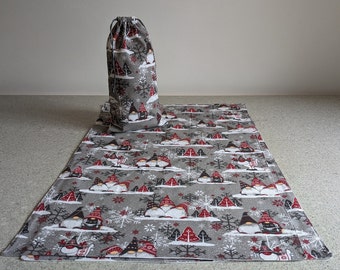 Set van 2 theedoeken van biologisch katoen met kabouterpatroon in een geschenkverpakking met diverse kleuren / Keukendoeken van biologisch katoen / Kerstcadeau