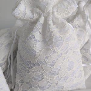 Drawstring White Off Luxury Lace Wedding Favor Bags/All occasions Favor Bags/4&quot; x 6&quot;Baptism/ Bridesmaid/Baby Shower Favor Bags