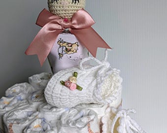 2 Tier Winnie the Pooh Diaper Cake Baby Shower Gift: Luxury Centerpiece Decor,  New Mom Gift