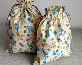 Patroon van biologisch katoen met trekkoord Feestbeesten/herbruikbare katoenen tas met trekkoord Patroon feestbeesten/Snoopy Cadeauzakje