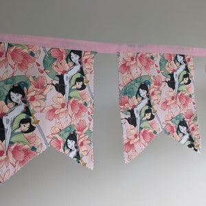 12 Flags Mulan Double Sided Garland Quality Organic Cotton/12 Flags Mulan Cotton Party Banner/ Mulan Party Decoration