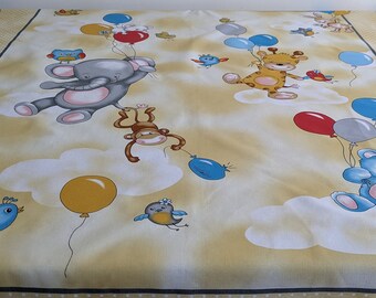 Soft Cotton Party Animals Fabric Panel/Cotton Fabric Panel Party Animals Pattern/Party Animals Organic Cotton Panel Fabric