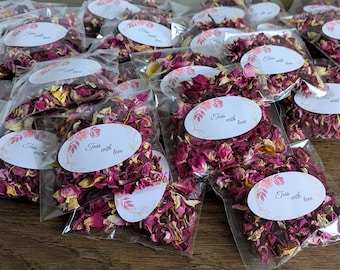 Set of 25 Rose Petals Confetti Bags: Toss With Love