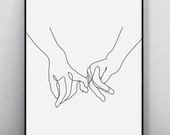 Impresión artística de Pinky Promise: Decoración minimalista para parejas (Descarga digital)