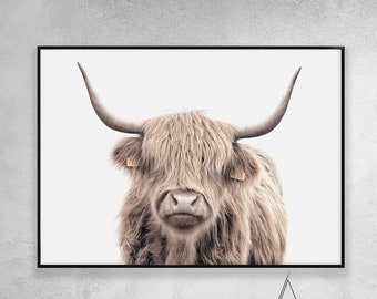 Highland Cow Print,Farmhouse Decor,Highland Cow wall art,Farm Animal Wall Art,Cow Printable wall art,Digital Download,Printable farm animal