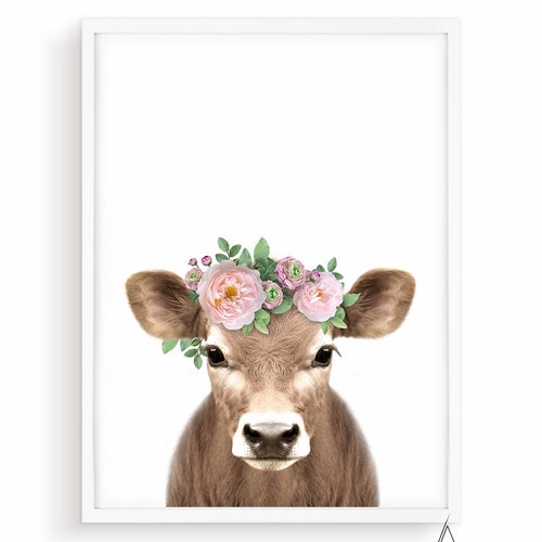 Baby Cow Print Calf Print Baby Cow Wall Art Nursery Farm Etsy
