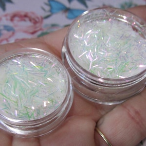 Fantasy white iridescent Tinsel strip bars Nails/craft supplies