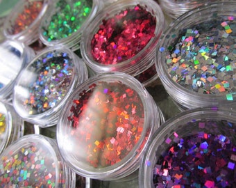 Kleine holografische glittervierkantjes voor nailart van 2 mm