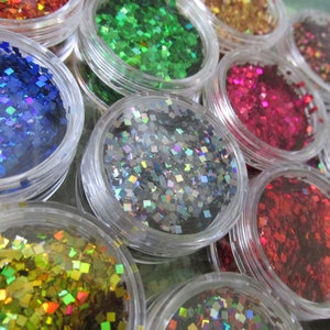 Small holographic nail art glitter squares in 2mm