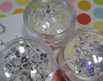 Spiegeleffect Glitter op ijs, glinsterende glitternagelkunstvormen