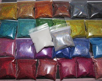 Holographic Glitter in various colors solvent resistant extra fine nail art 1/128