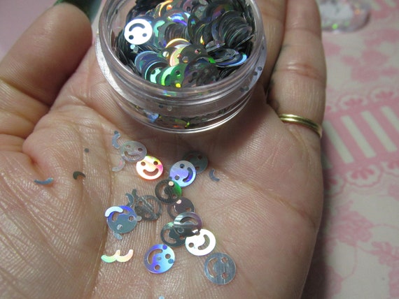 Nail art smiley happy face/Poop shapes spangles emoji glitters