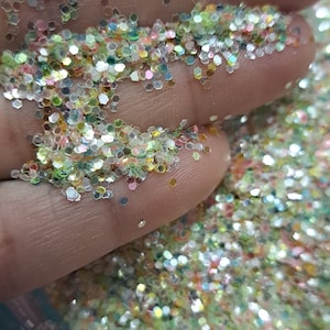 New Silver Shining mirror effect Hexagon chunky nail art glitter Fruity Pebbles