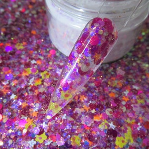 Hot Girl Summer Glitter mix acrylic powder nail art