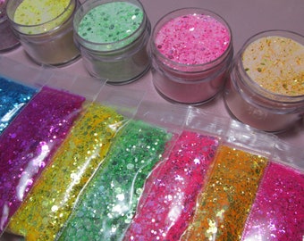 Diamond Sparkle Iridescent Glitters and Acrylic powder mixes nail art and crafting glitter