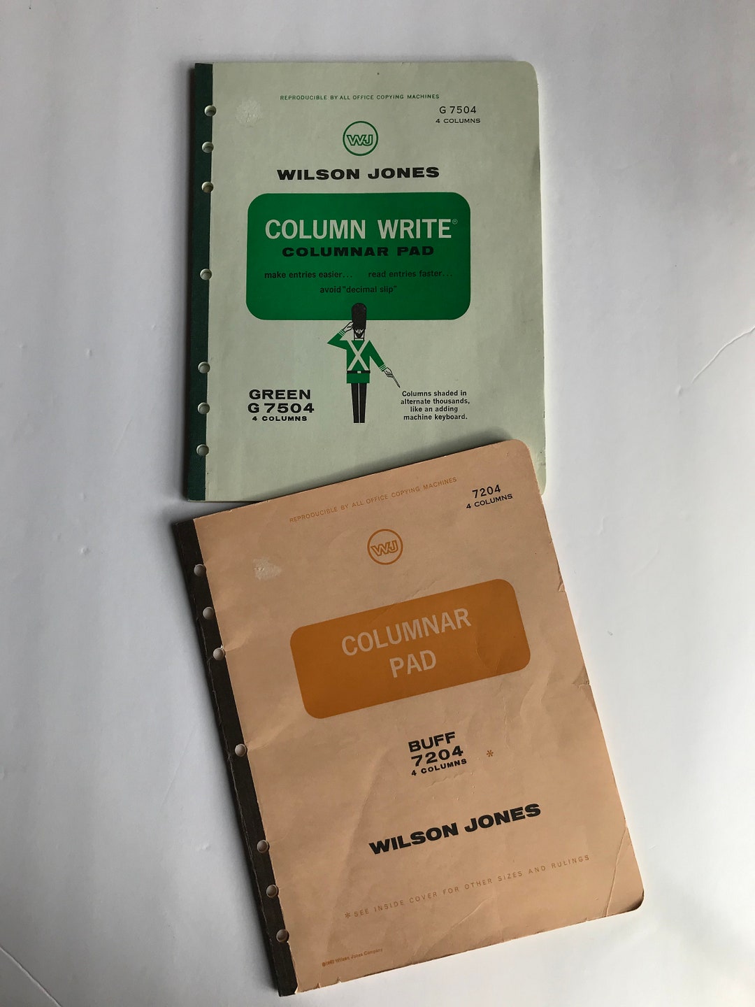 Vintage Wilson Jones Columnar Pad for Ring Binders / Set of 2 / Office