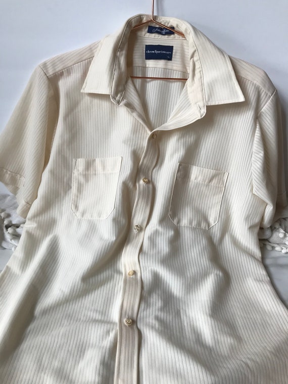 Vintage Men’s Short Sleeve Button Down Shirt / Si… - image 9