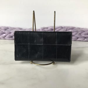 Vintage Black Eelskin Women’s Checkbook Wallet / Mundi Wallet