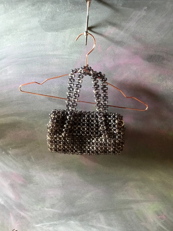 Vintage Beaded Clutch / Black Beaded Evening Bag - image 9