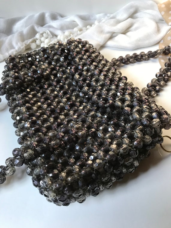 Vintage Beaded Clutch / Black Beaded Evening Bag - image 6